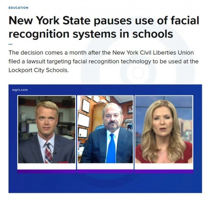 纽约宣布将暂时禁止学校使用面部识别技术，直到2022年7月。